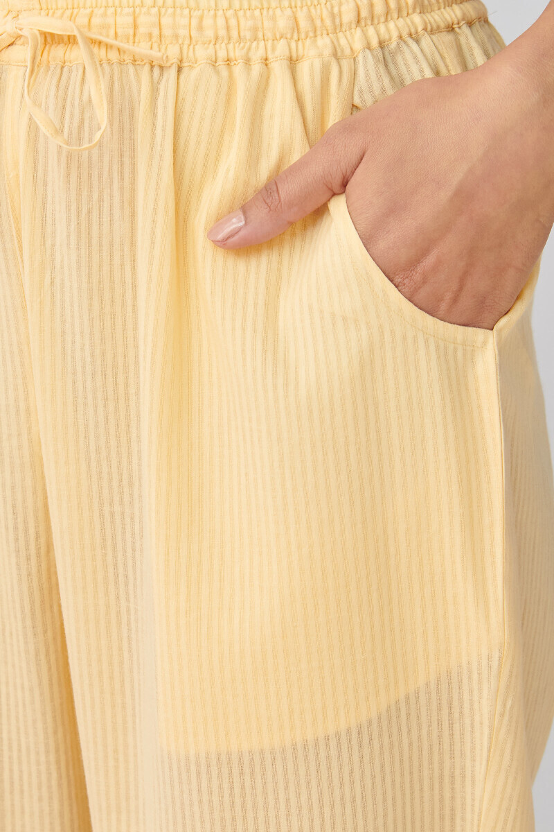 Yellow Handcrafted Cotton Narrow Pants