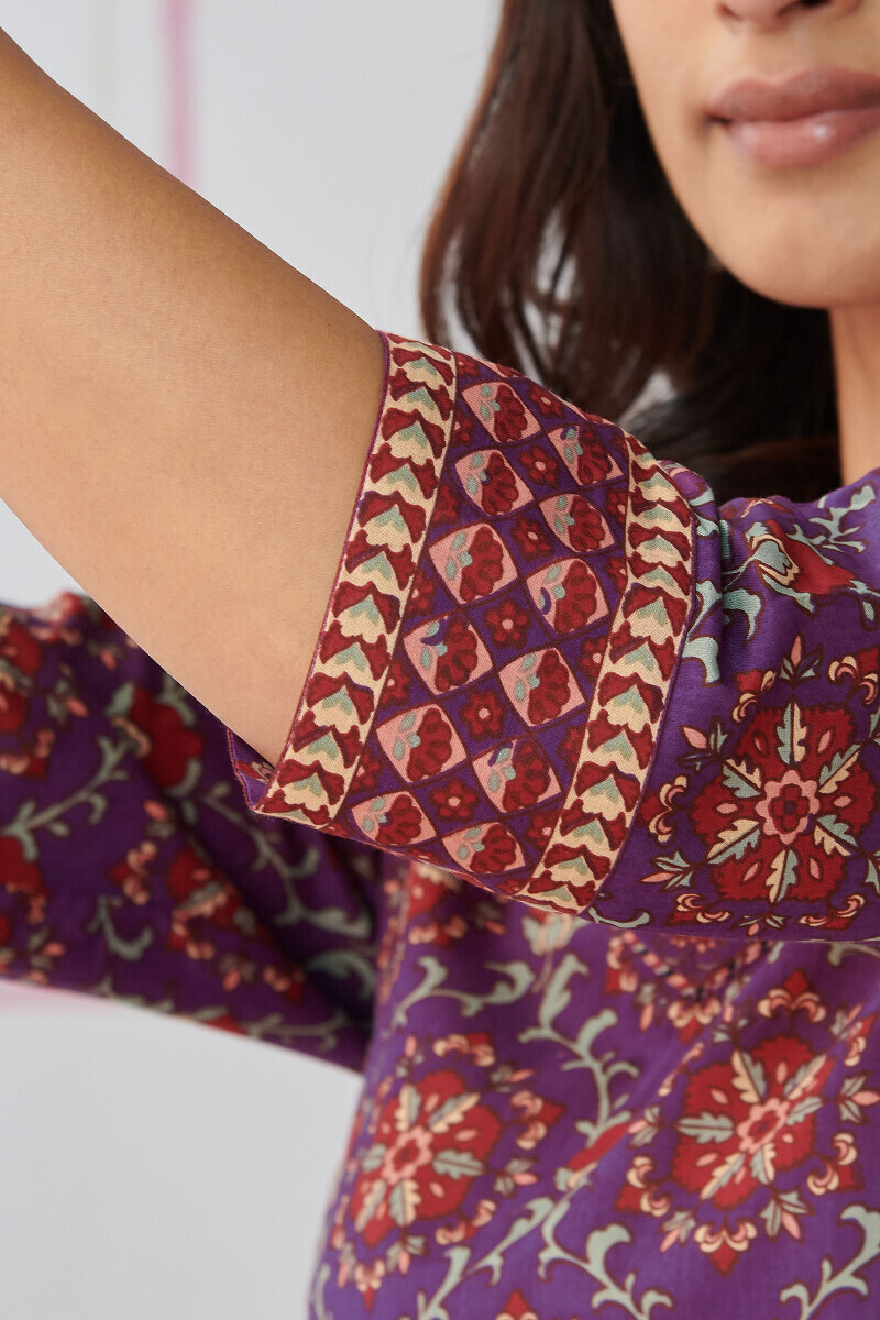 Purple Hand Printed Cotton Top