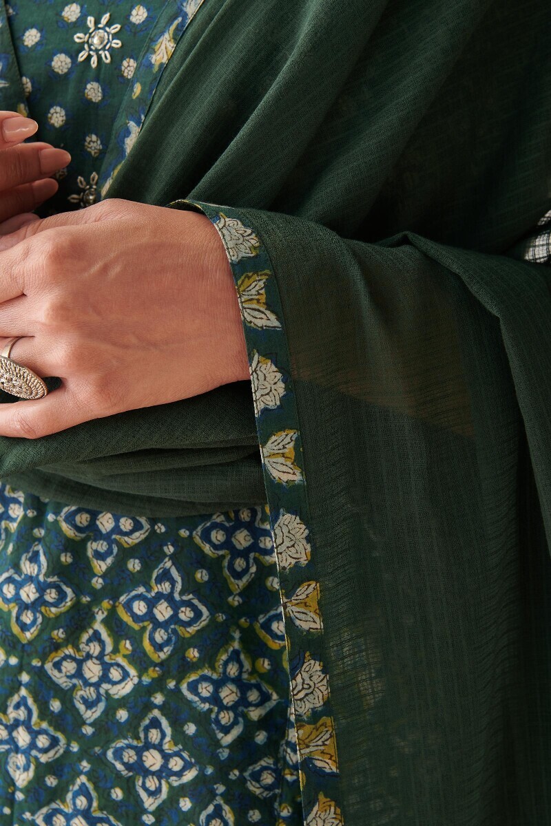 Green Handcrafted Kota Dupatta