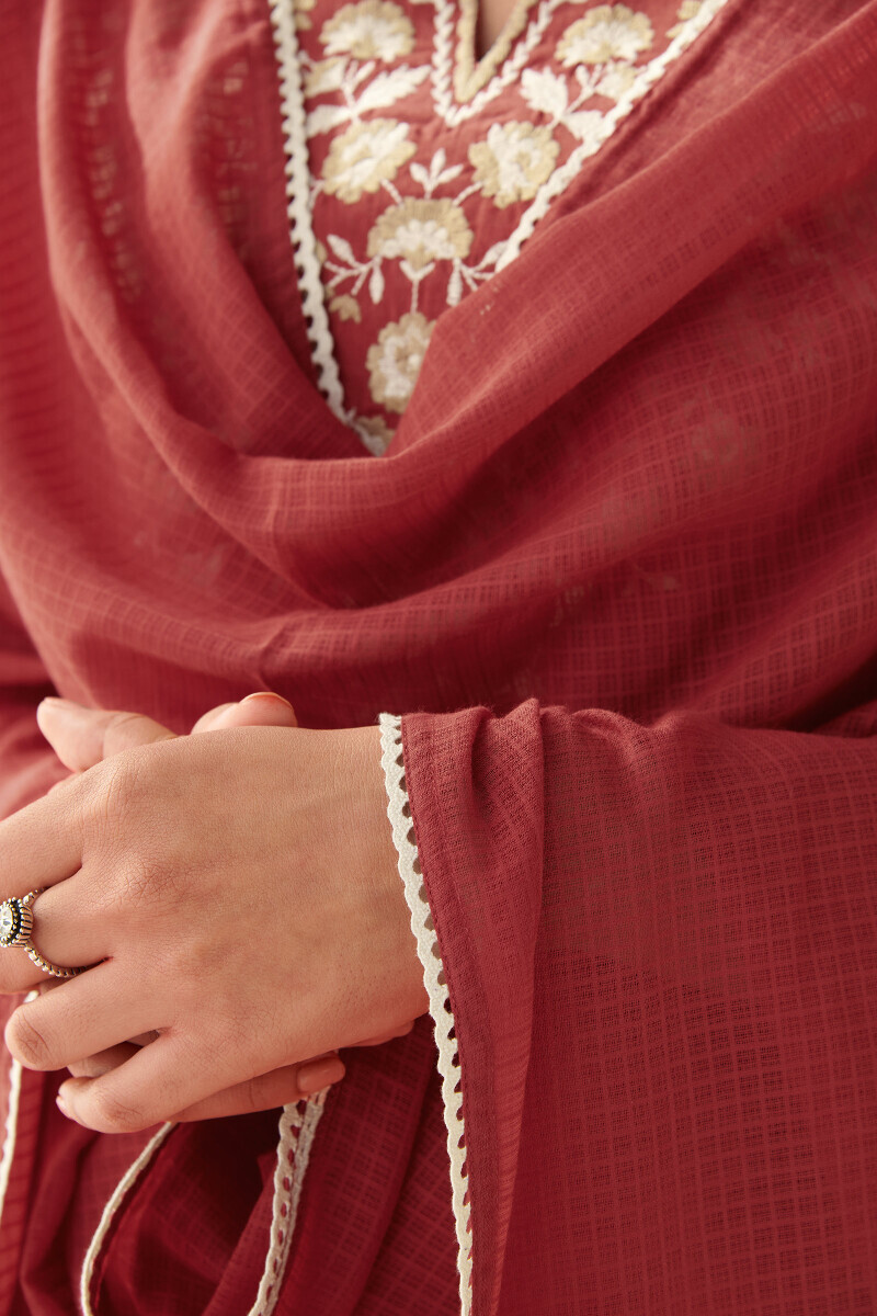 Red Handcrafted Kota Dupatta