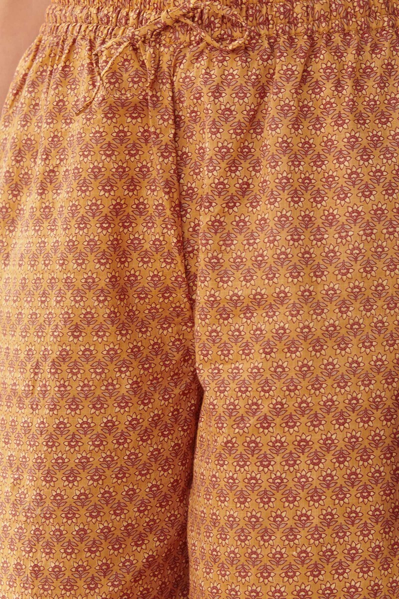 Orange Hand Printed Cotton Slub Izhaar Pants
