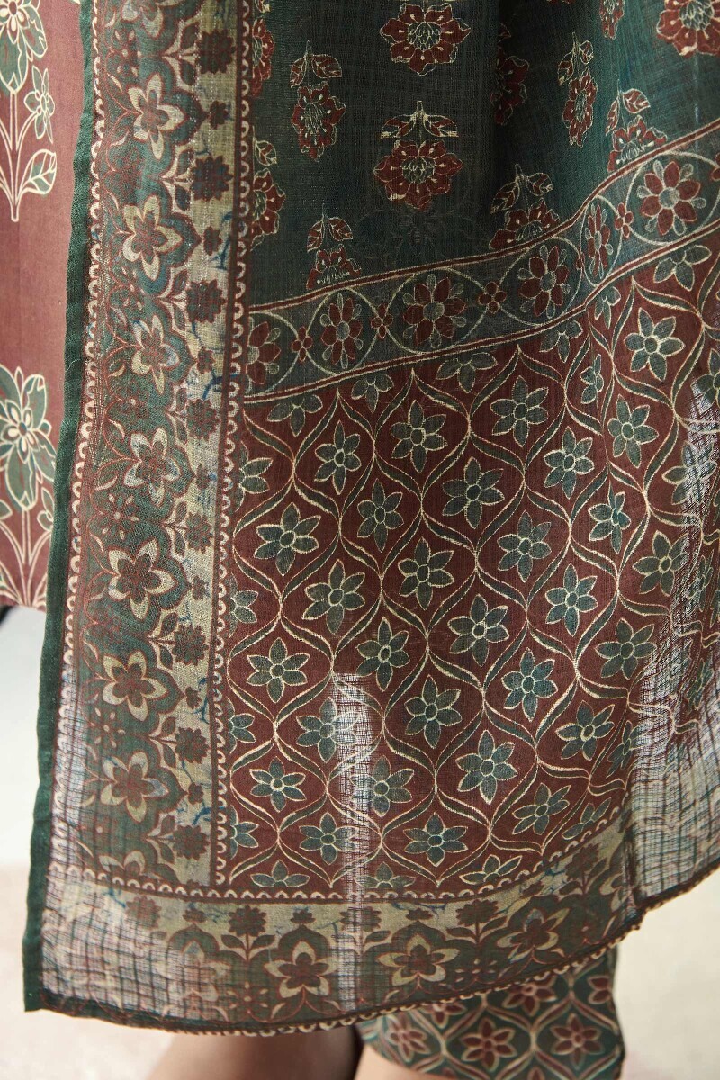 Green Printed Kota Dupatta