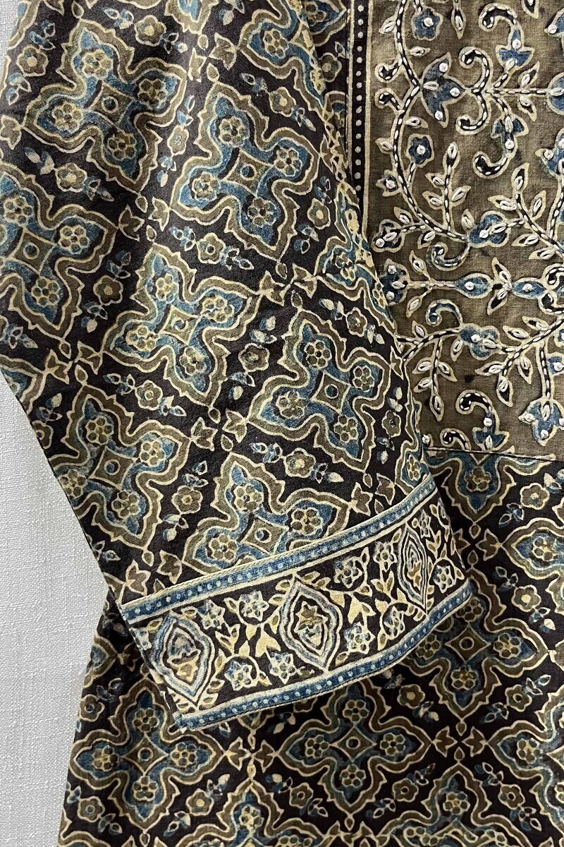 Green Hand Block-Printed Kurta