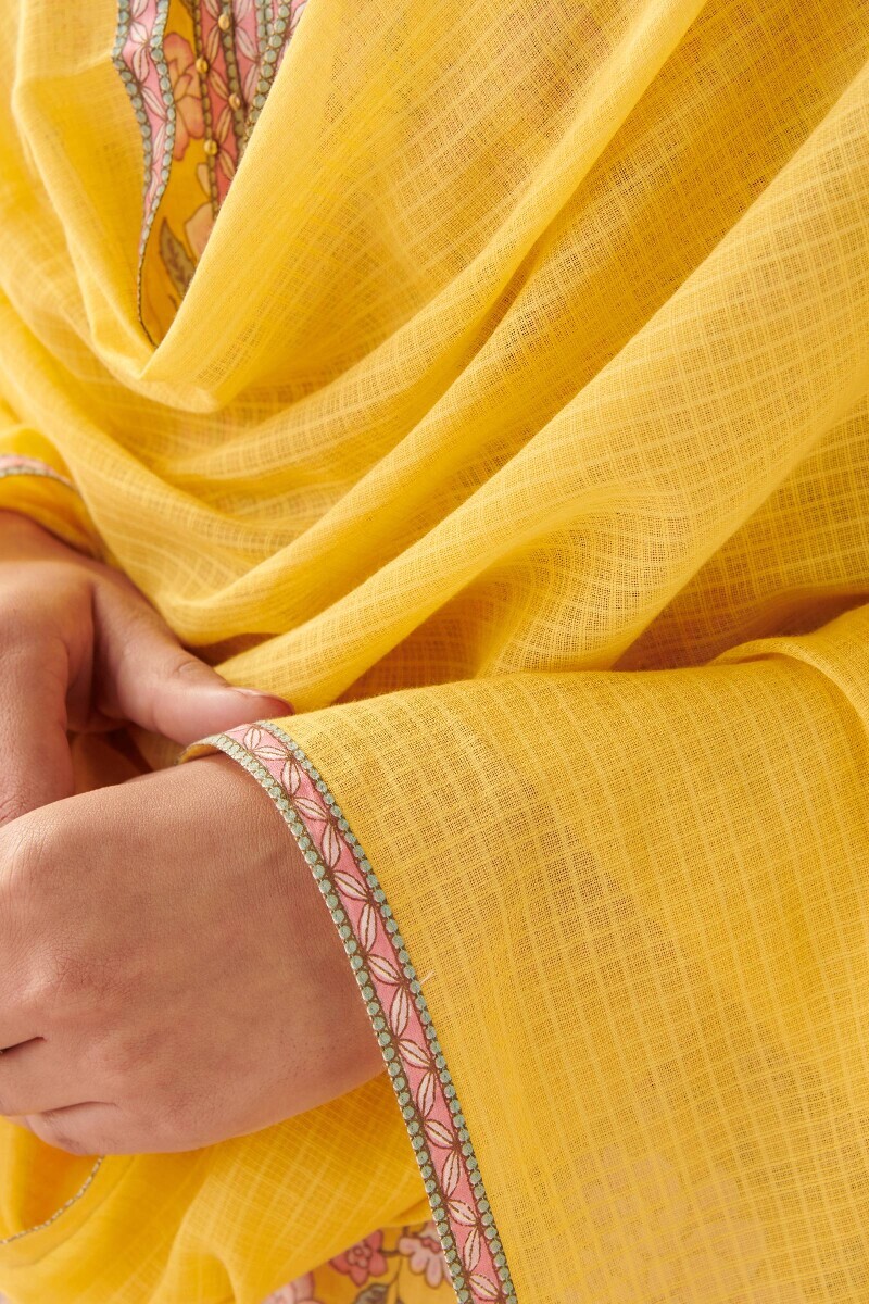 Yellow Handcrafted Kota Dupatta