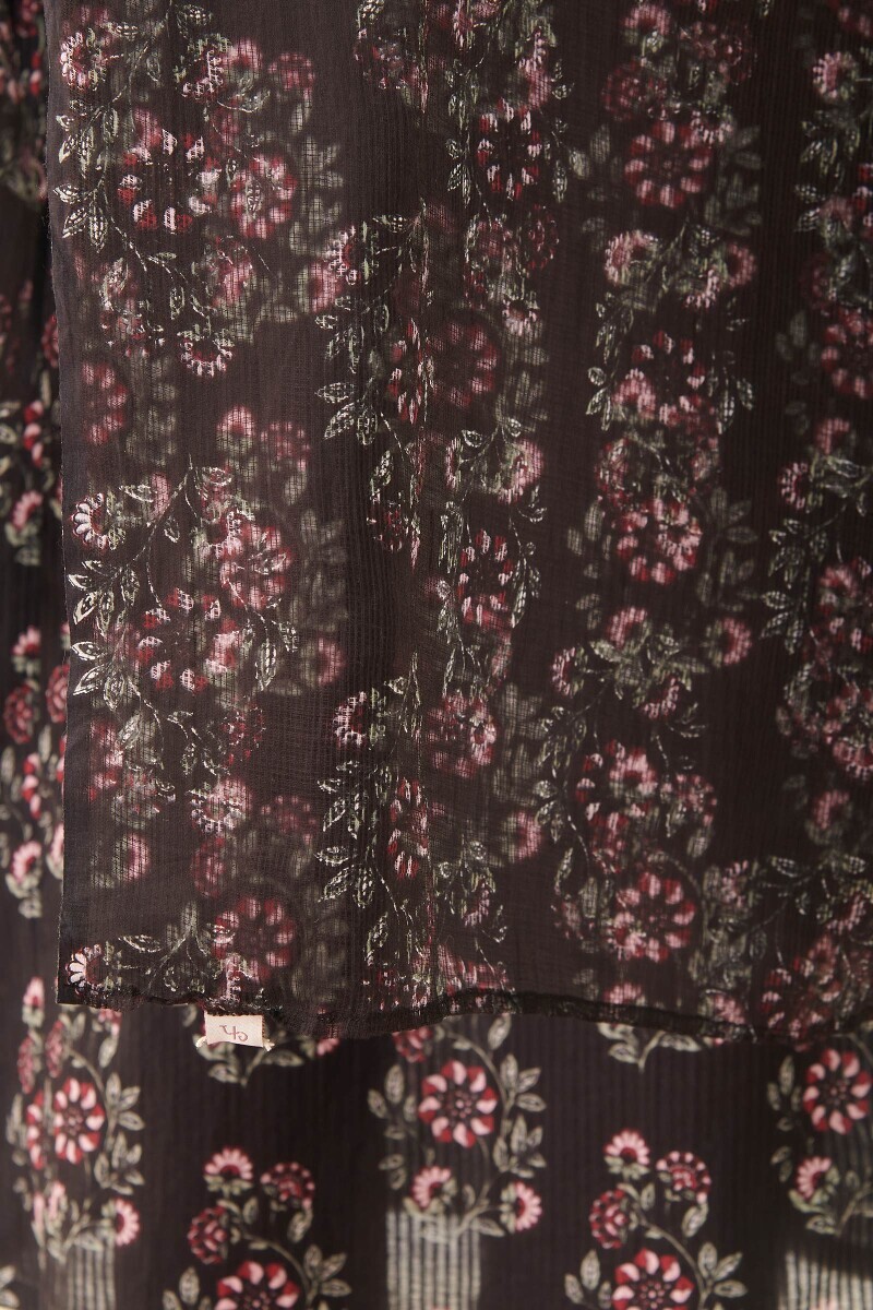 Black Hand Printed Kota Dupatta