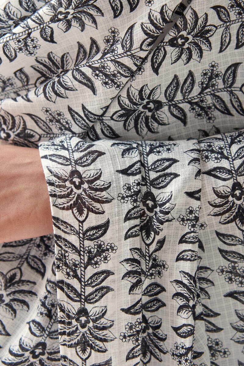 White Hand Printed Kota Dupatta