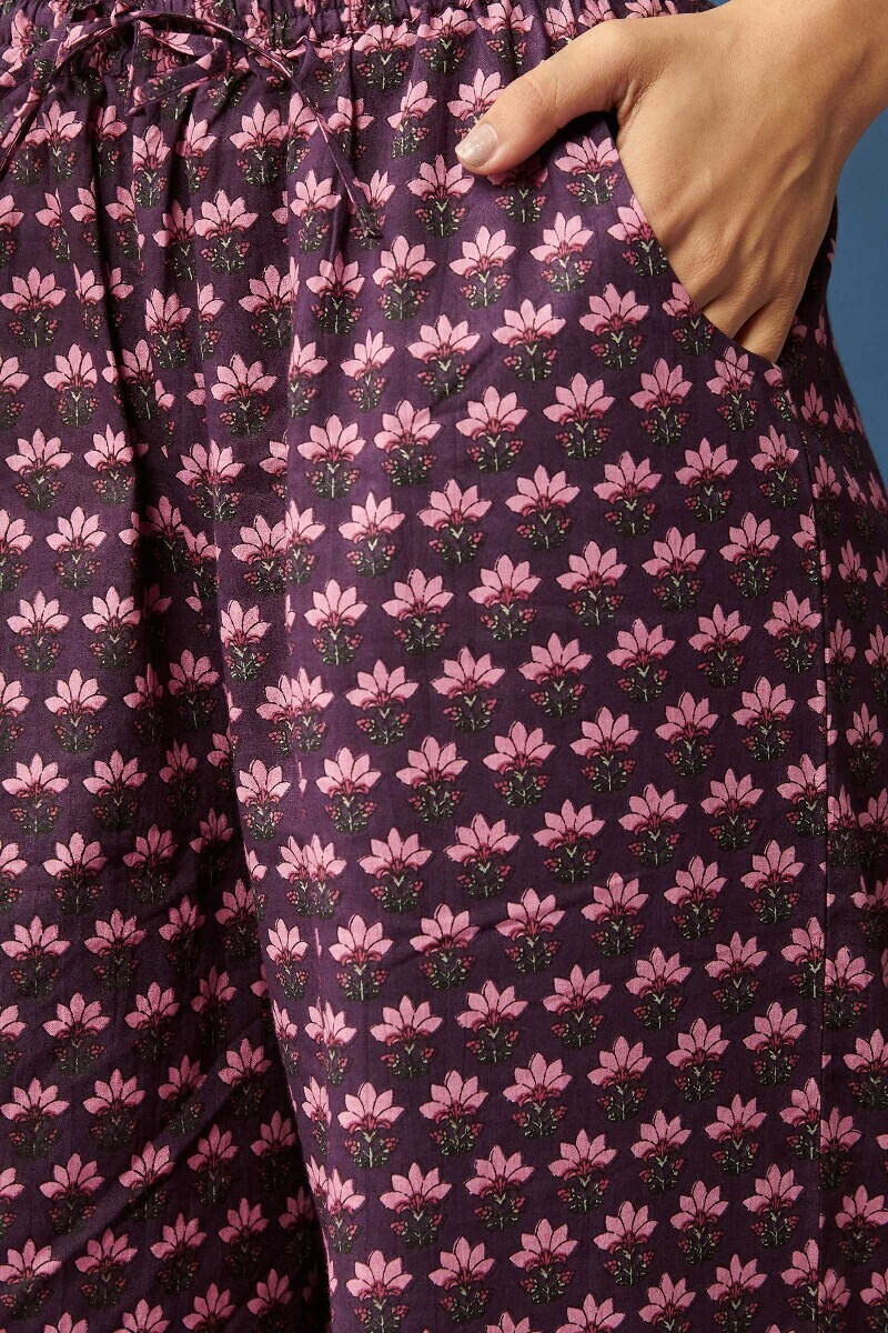 Purple Hand Printed Cotton Farsi