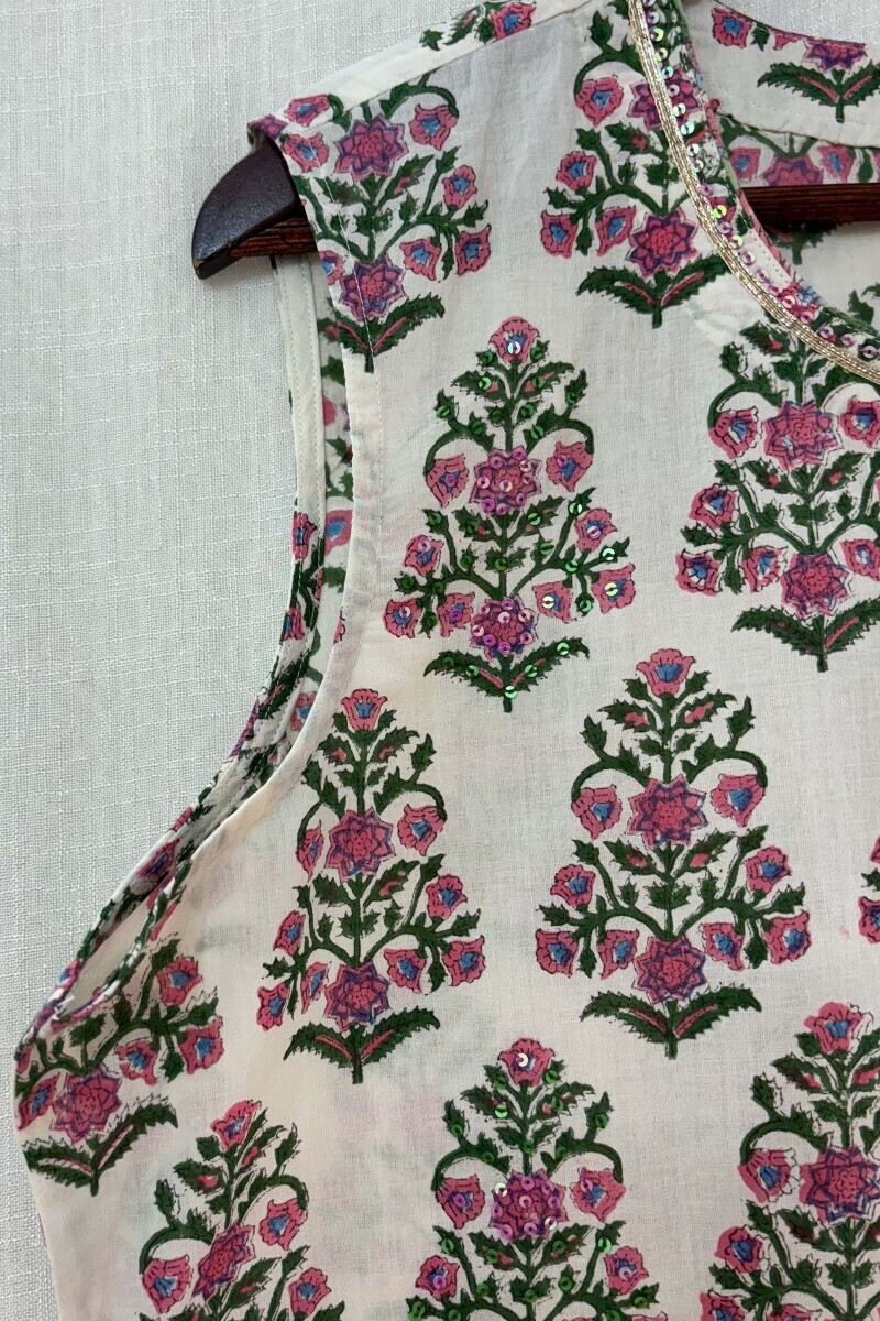 Green Hand Block-Printed Straight Cotton Kurta