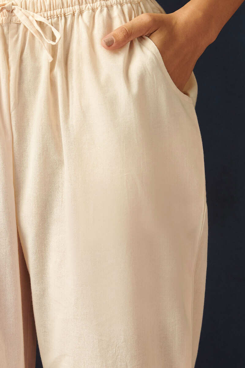 Off-White Handcrafted Cotton Narrow Pants
