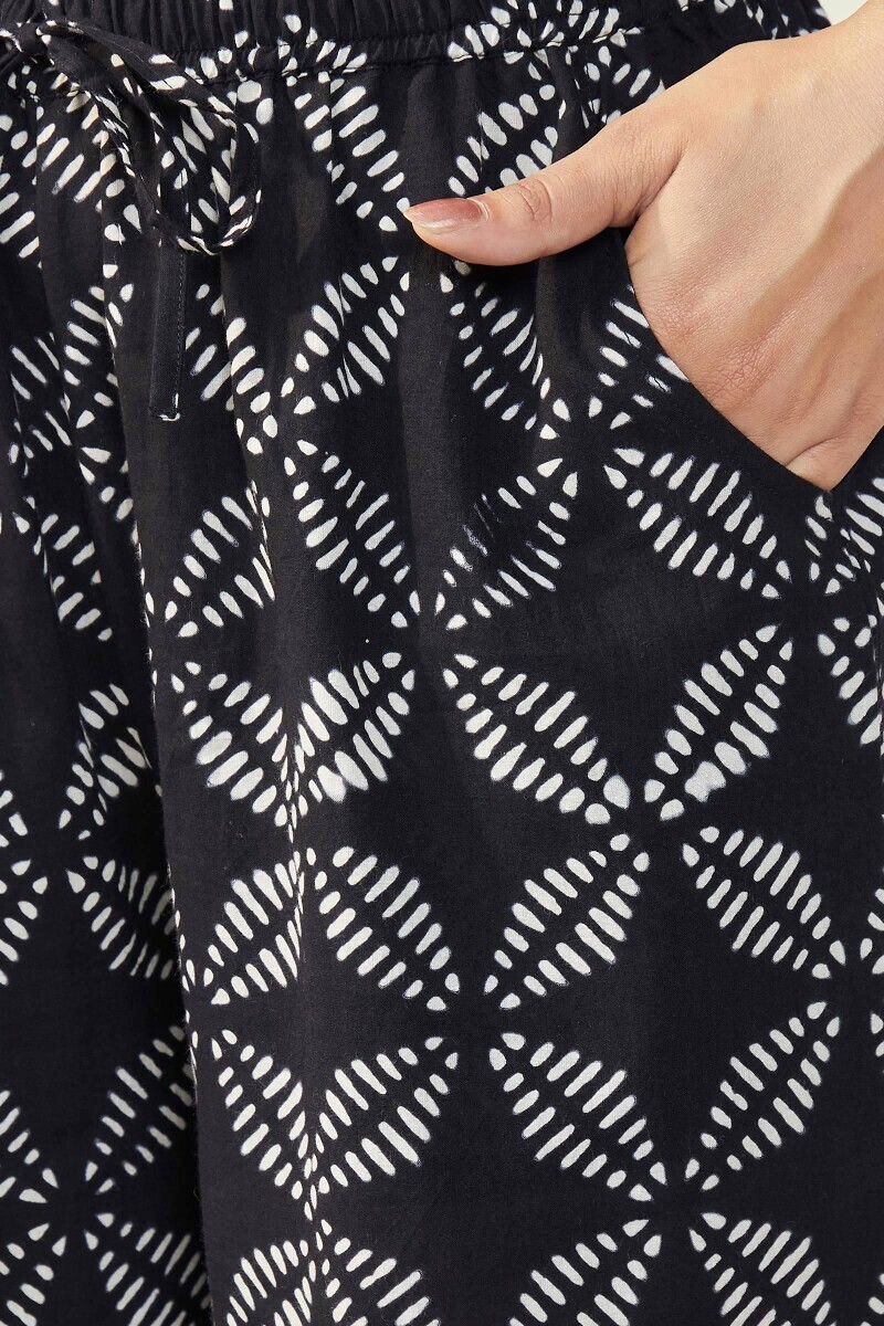 Black Hand Block-Printed Cotton Farsi