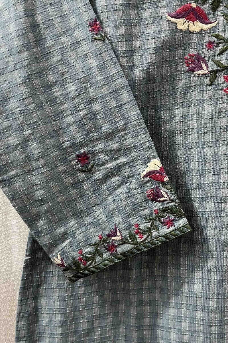 White Hand Printed Straight Cotton Kurta