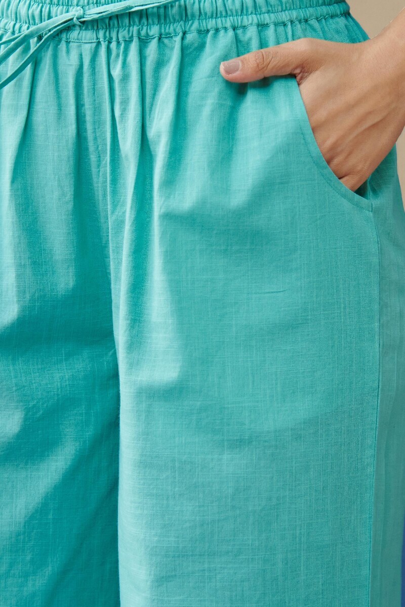 Blue Handcrafted Cotton Slub Farsi
