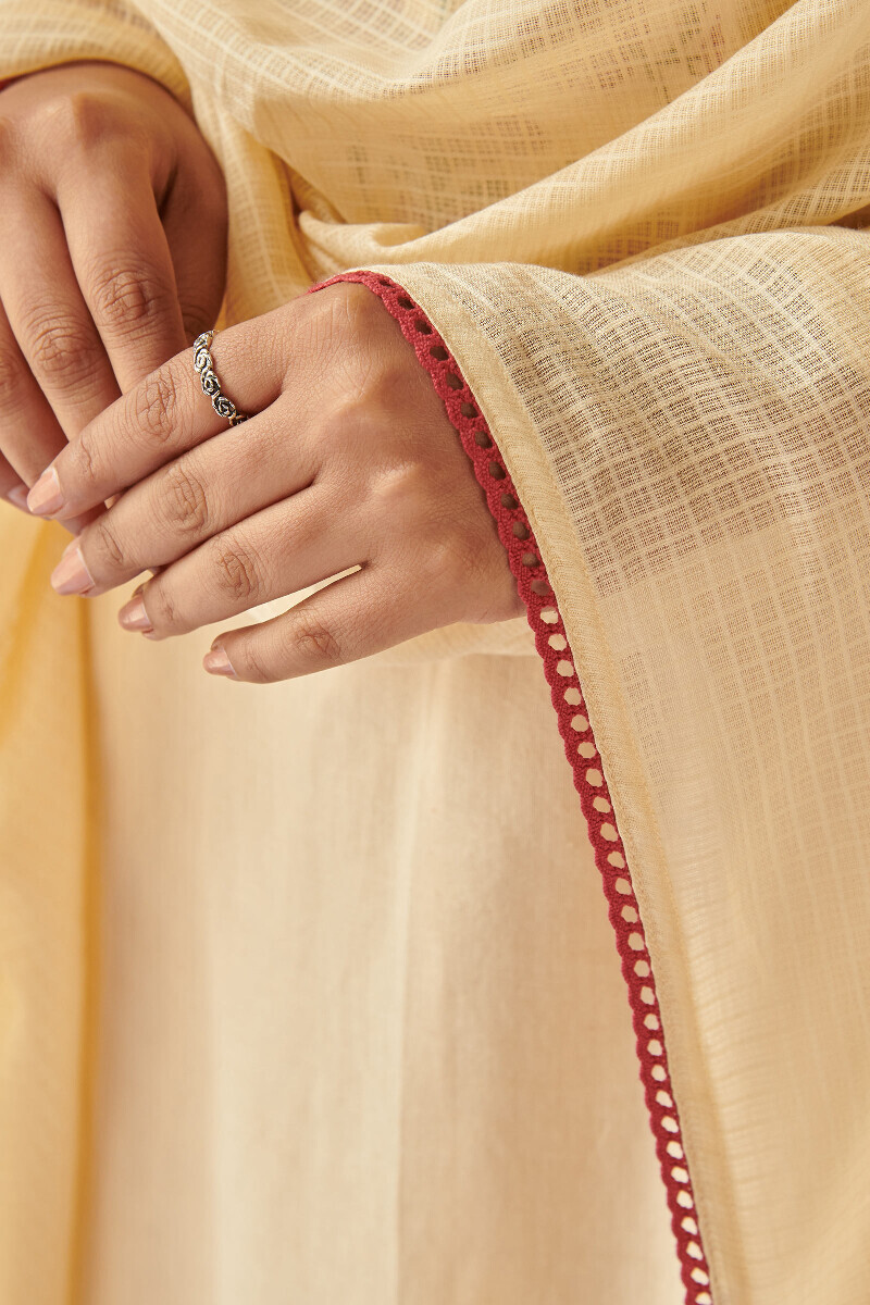 Cream Handcrafted Kota Dupatta