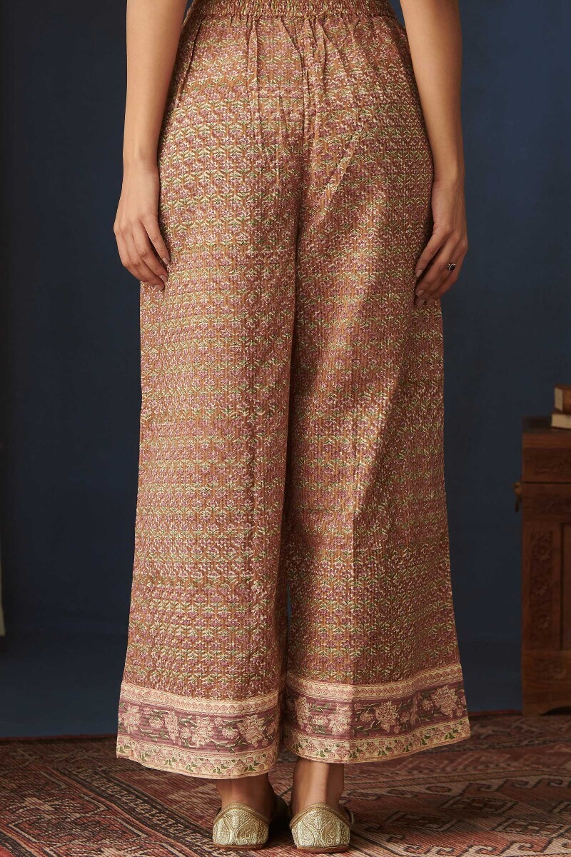 Brown Hand Block Printed Cotton Dobby Farsi