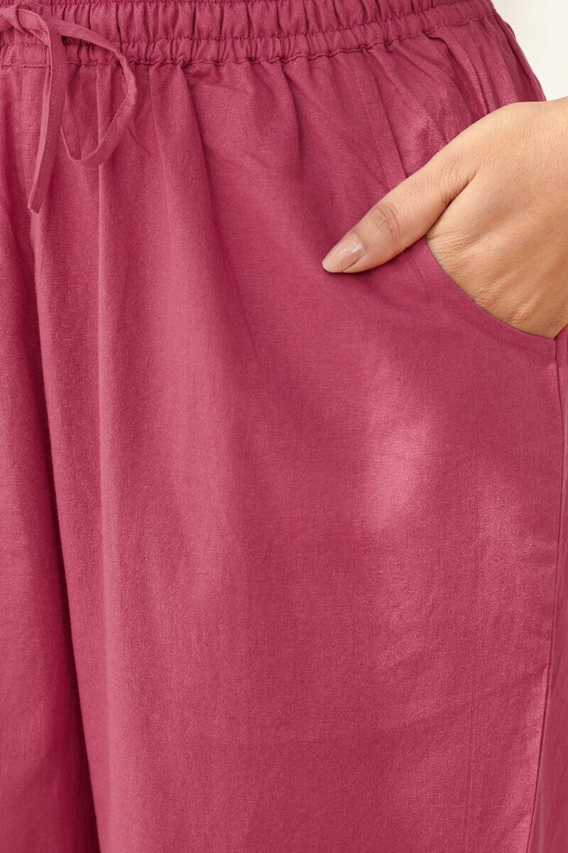 Pink Handcrafted Cotton Narrow Pants