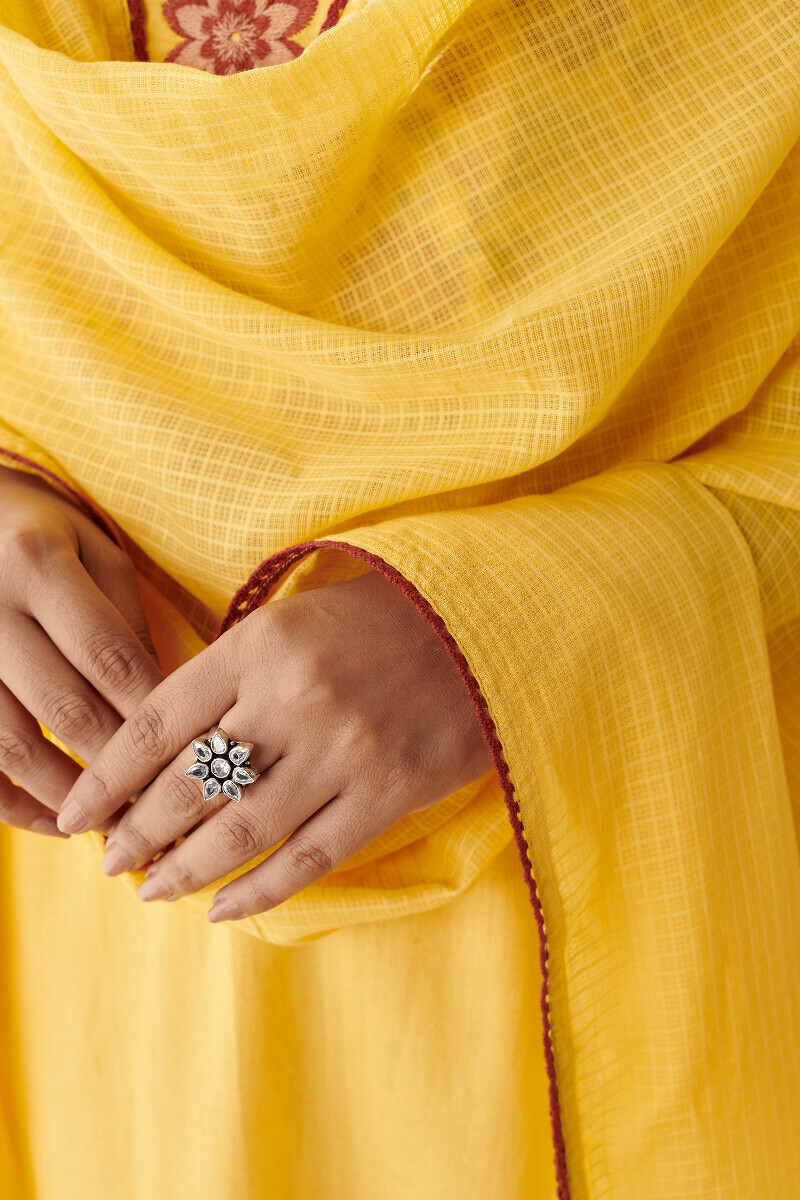 Yellow Handcrafted Kota Dupatta