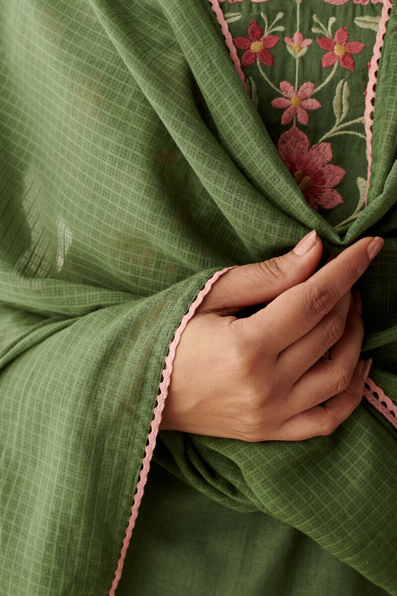 Green Handcrafted Kota Dupatta
