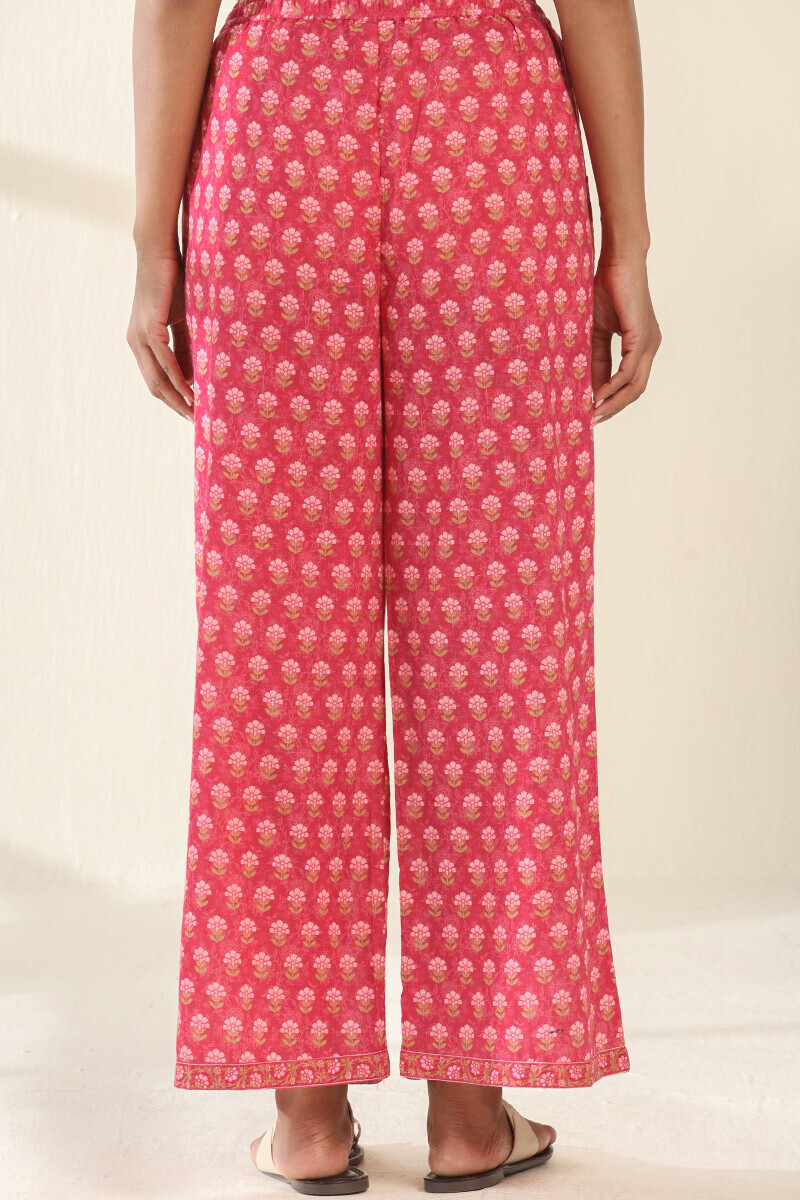 Pink Printed Cotton Slub Farsi