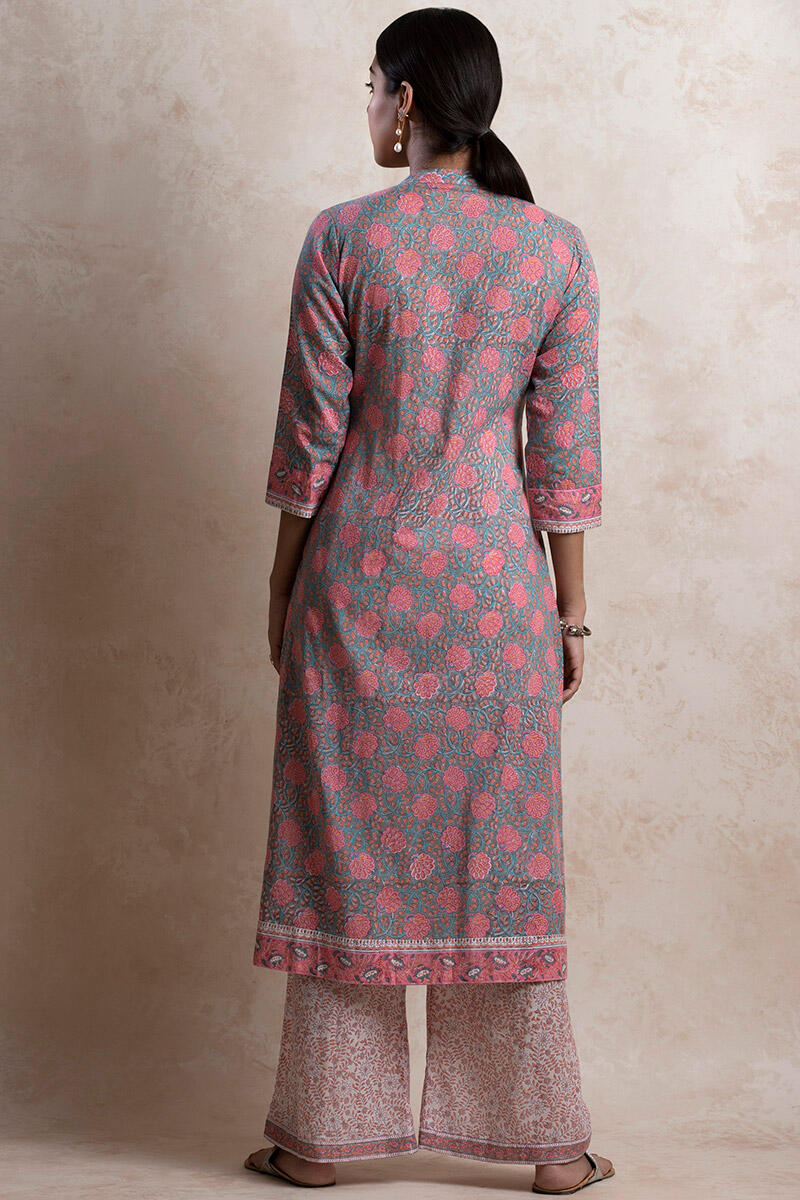 Sanganeri Block Printed A-line Cotton Kurta