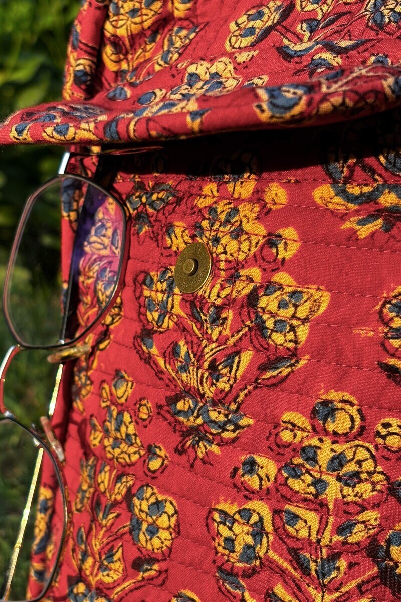 Red Hand Block Printed Holdall Bag