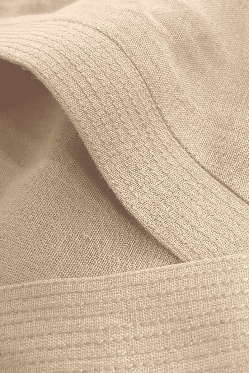 Cream Handcrafted Straight Cotton Flax Kurta