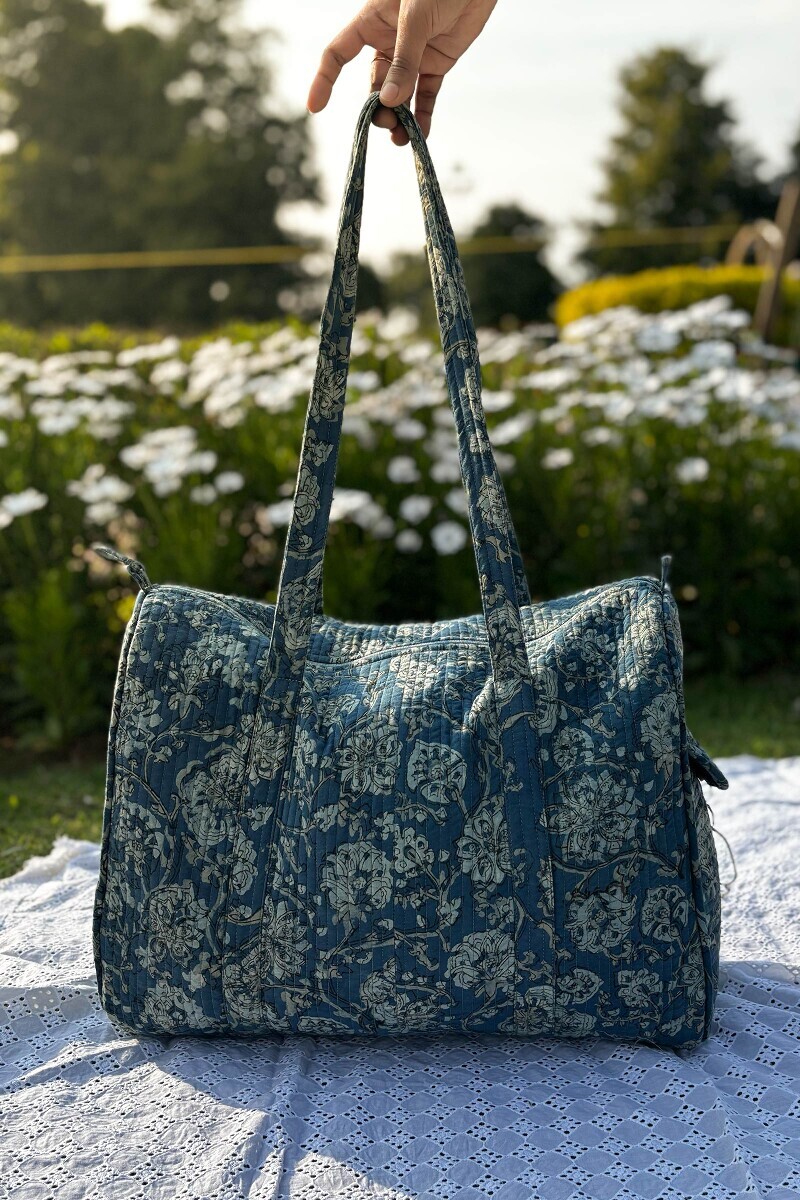 Akola Hand Block-Printed Cotton Duffel Bag
