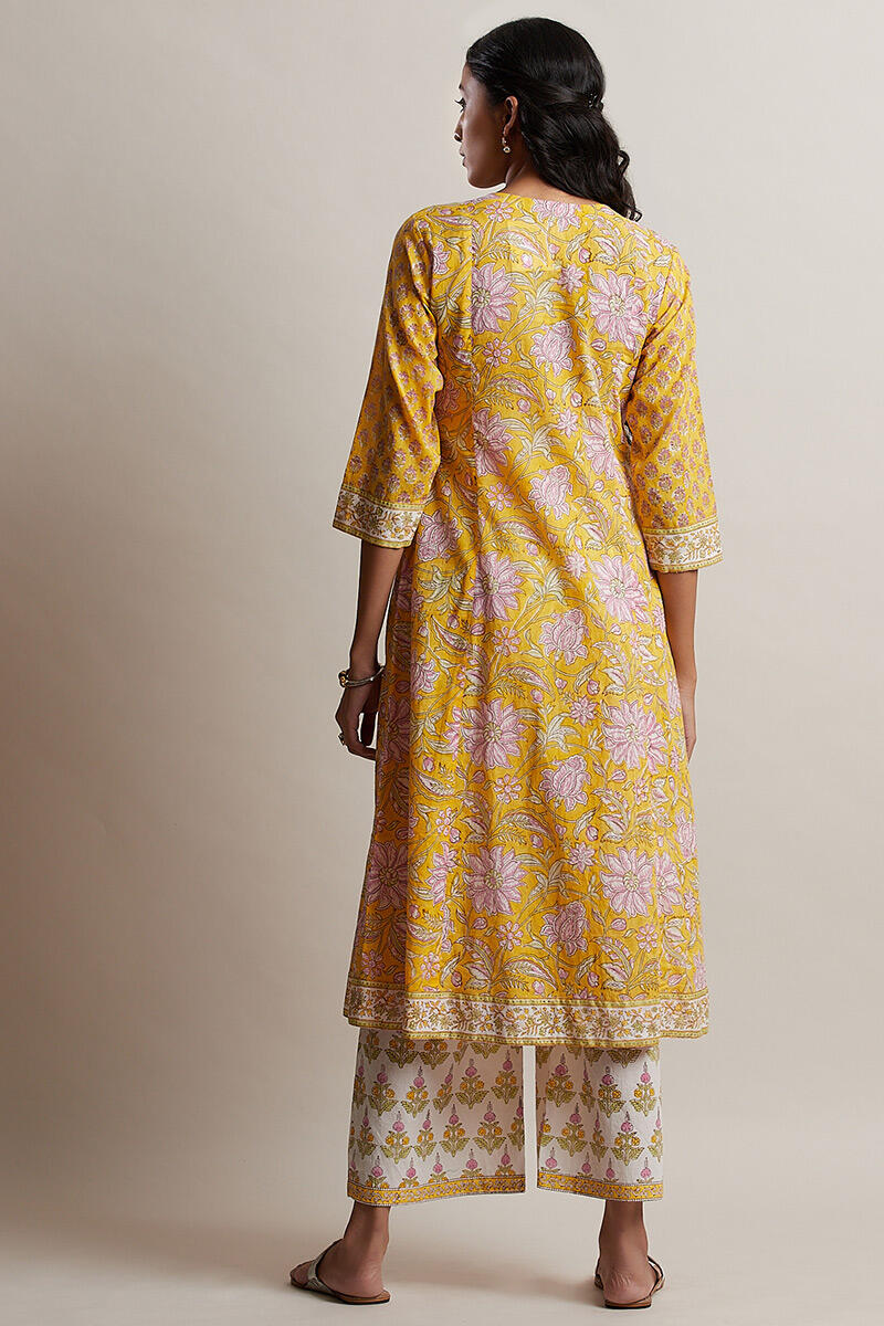 Sanganeri Block Printed A-line Cotton Kurta