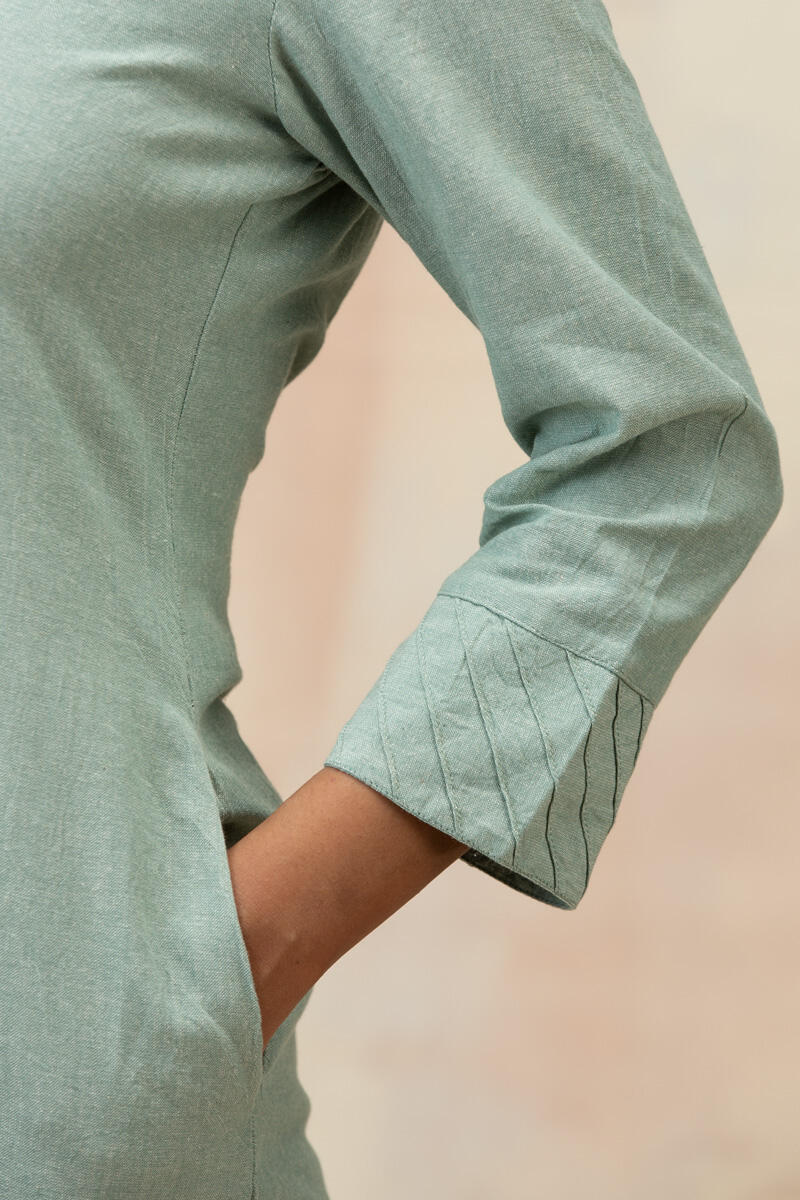 Blue Handcrafted Straight Cotton Kurta