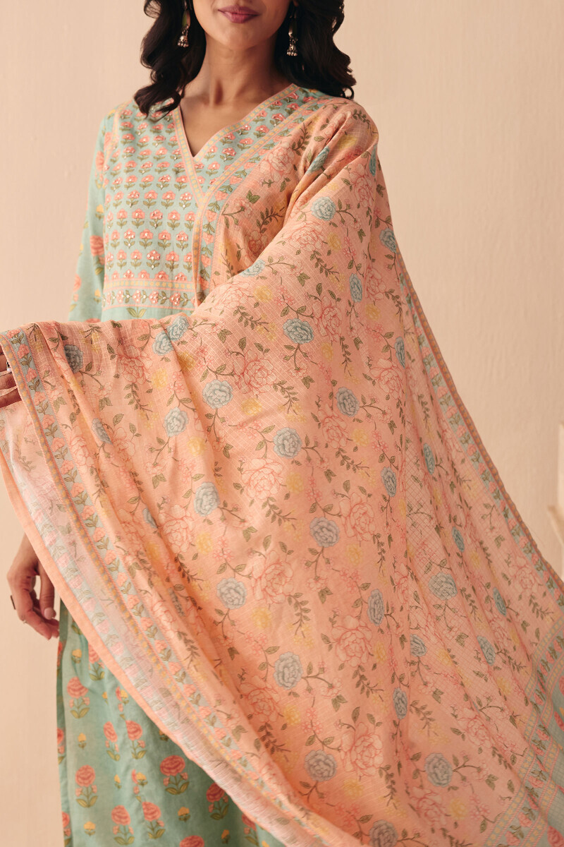 Pink Printed Kota Dupatta