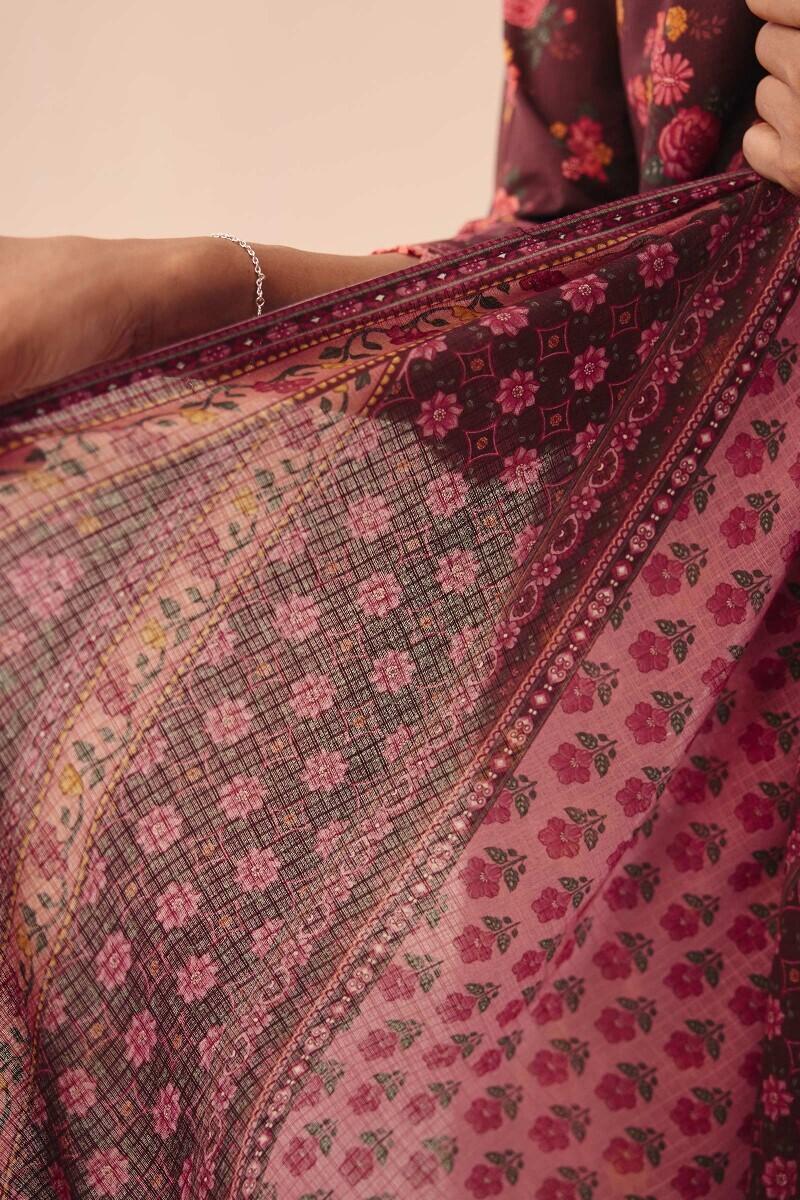 Pink Printed Kota Dupatta