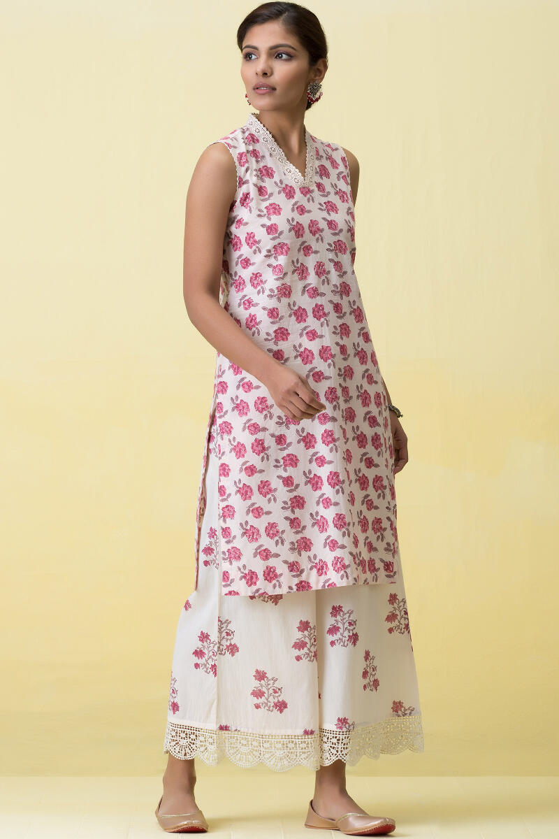 Off-White Block Printed Cotton Palazzo