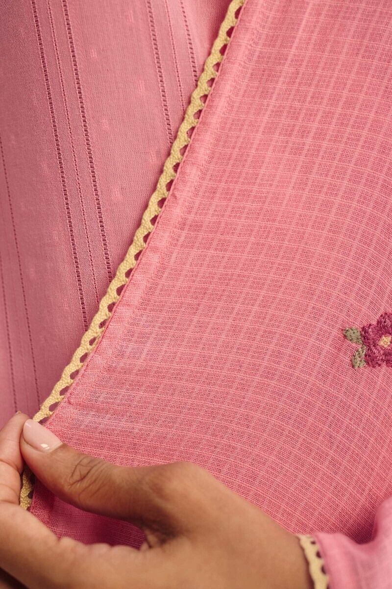 Pink Handcrafted Kota Dupatta