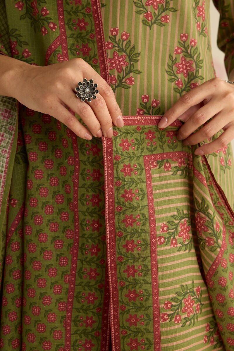 Green Printed Kota Dupatta