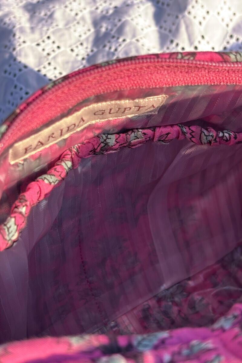 Pink Hand Block Printed Cotton Toiletry Pouch