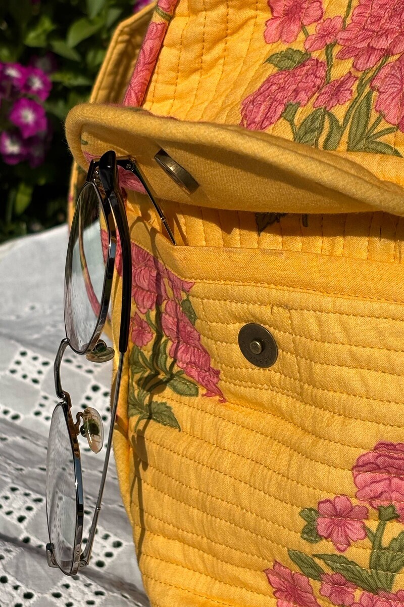 Yellow Printed Cotton Holdall Bag