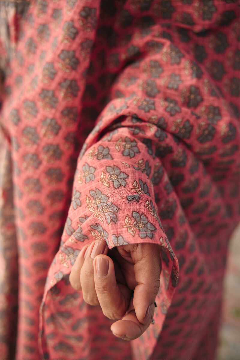 Pink Hand Printed Kota Dupatta