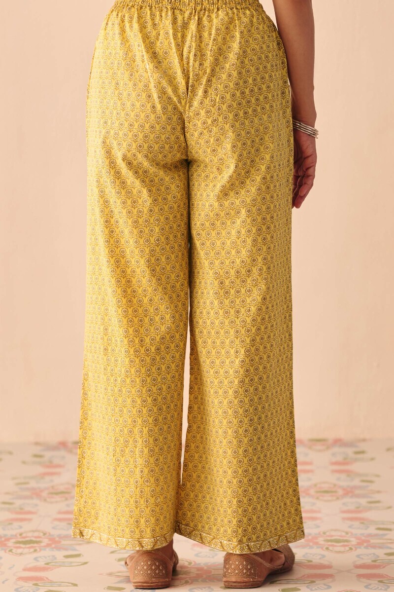 Yellow Hand Printed Cotton Farsi
