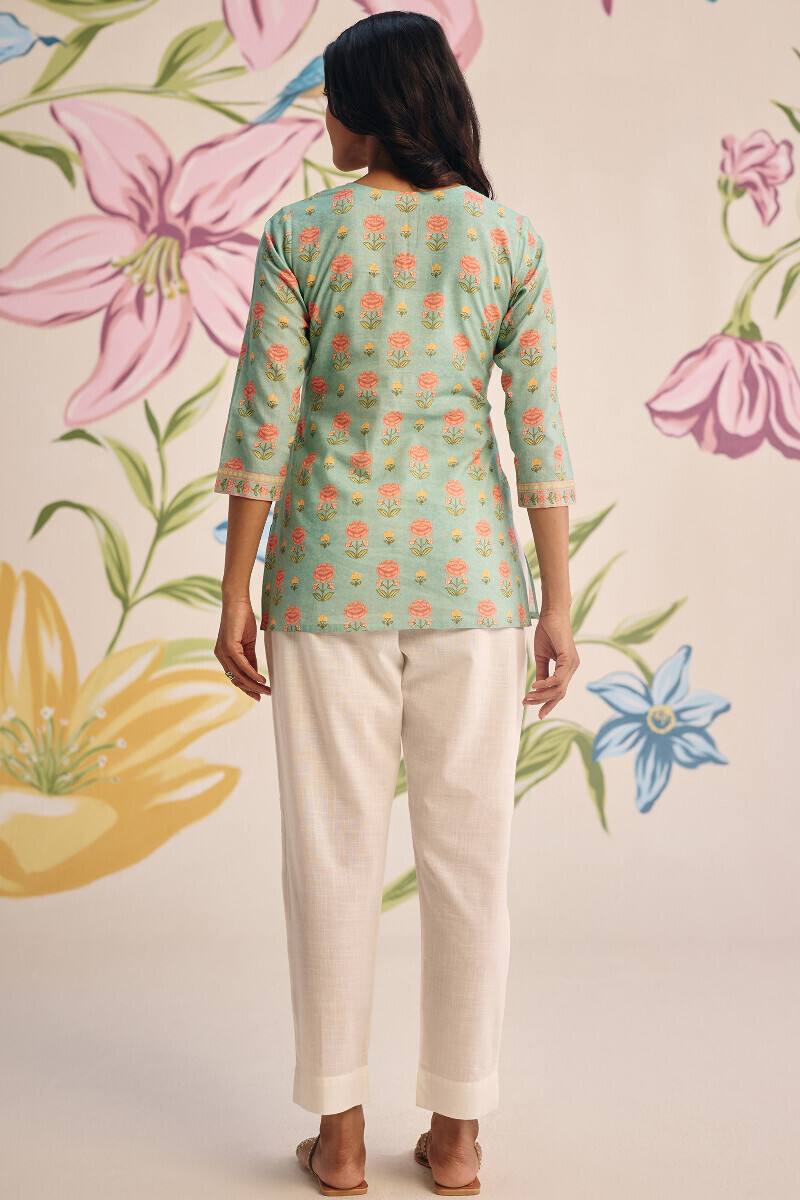 Blue Printed Cotton Top