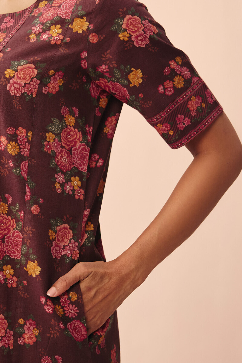 Brown Printed Cotton Kaftan