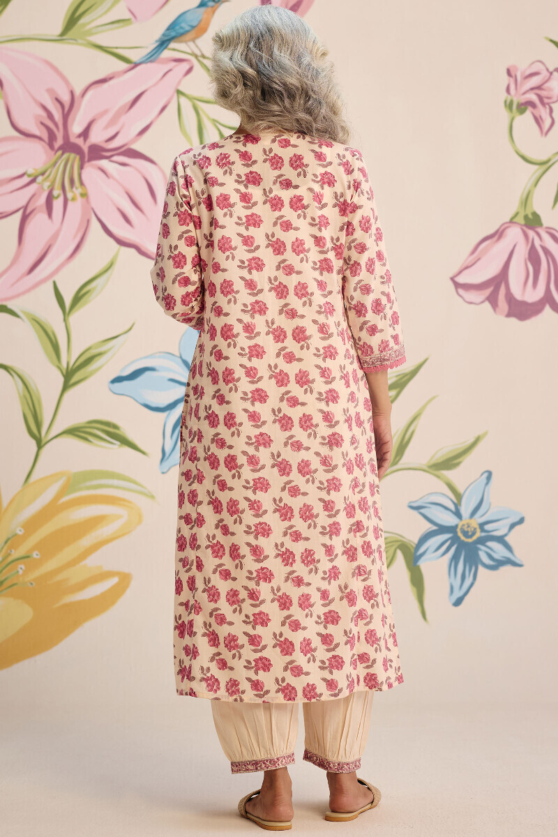 Off-White Hand Block Printed Cotton Kurta