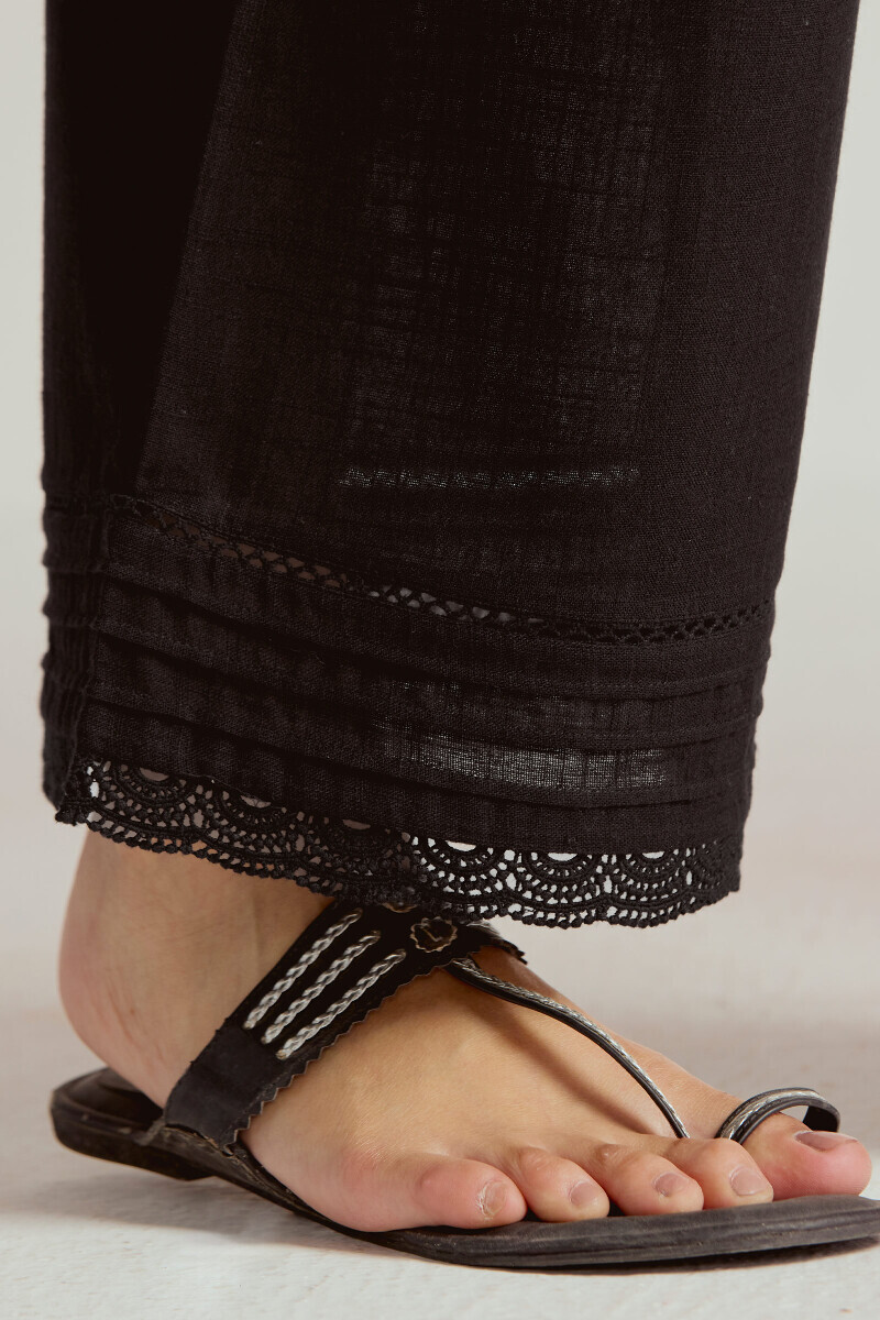 Black Handcrafted Gauze Slub Farsi
