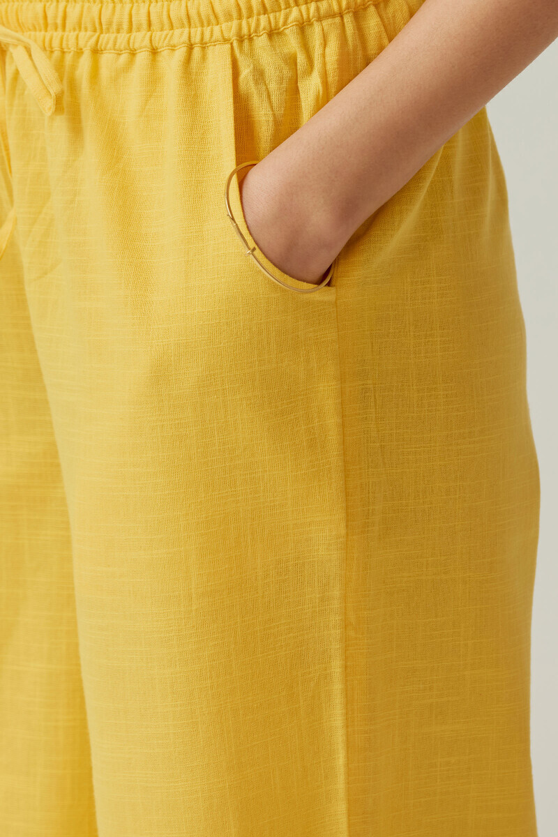 Yellow Handcrafted Gauze Slub Farsi