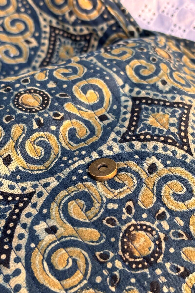 Blue Hand Block Printed Cotton Cross Body Bag