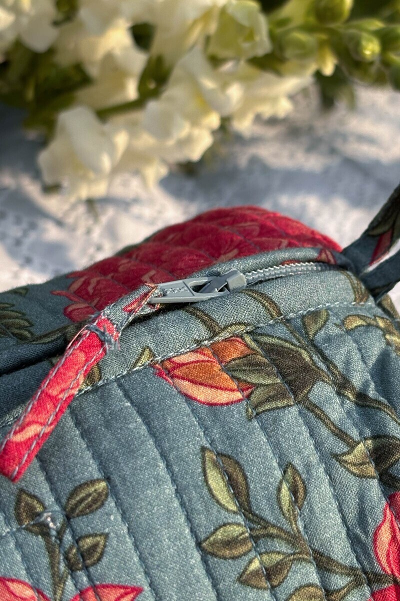 Blue Printed Cotton Toiletry Pouch