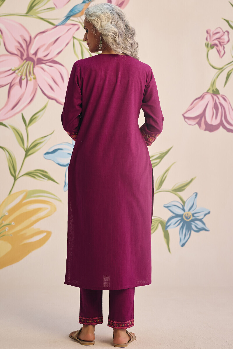 Pink Handcrafted Straight Gauze Slub Kurta