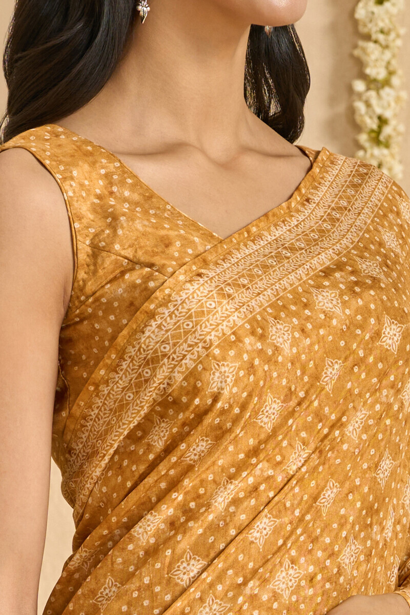 Yellow Printed Viscose Saree