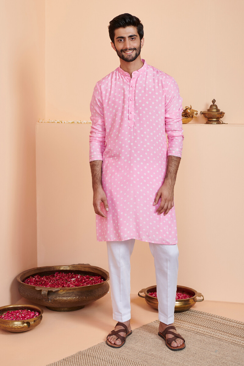 Pink Printed Modal Kurta