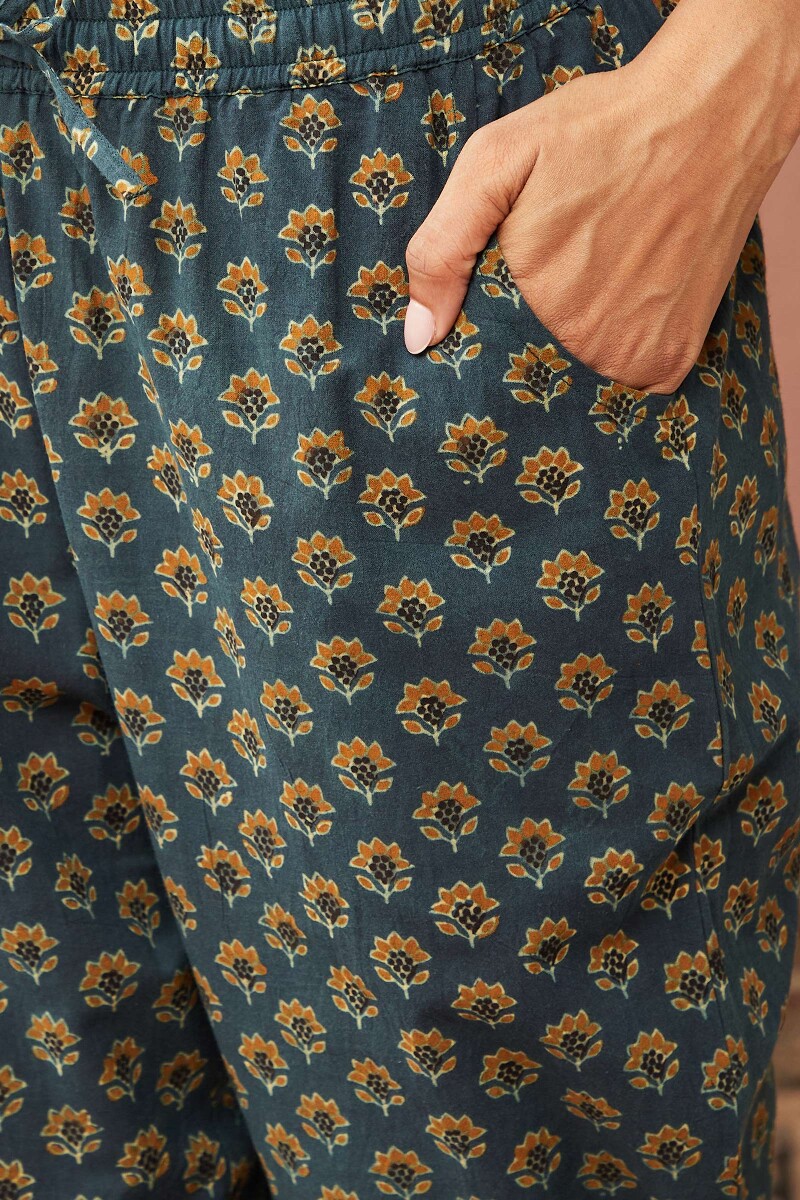 Ajrak Hand Block-Printed Cotton Narrow Pants