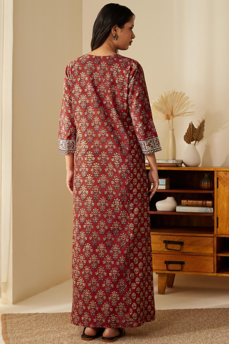 Bagru Hand Block-Printed Cotton Kaftan