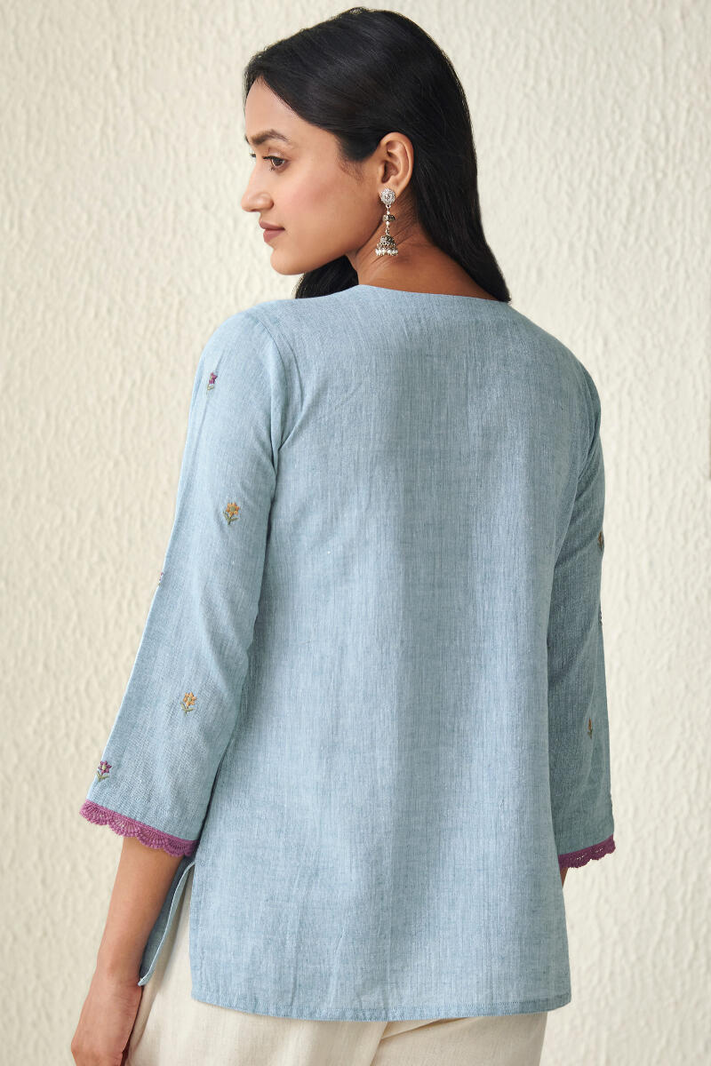 Blue Handcrafted Cotton Top